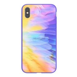   NILLKIN OMBRE telefonvédő szilikon keret (BUMPER, közepesen ütésálló, edzett üveg hátlap, színes) LILA Apple iPhone XS Max 6.5