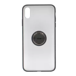   BASEUS szilikon telefonvédő (asztali tartó funkció, telefontartó gyűrű, beépített fémlemez) FEKETE Apple iPhone XR 6.1