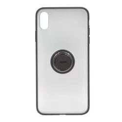   BASEUS szilikon telefonvédő (asztali tartó funkció, telefontartó gyűrű, beépített fémlemez) FEKETE Apple iPhone XS Max 6.5