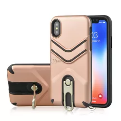   Defender műanyag telefonvédő (közepesen ütésálló, gumírozott, fém kitámasztó) ROZÉARANY Apple iPhone XS Max 6.5