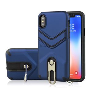 Defender műanyag telefonvédő (közepesen ütésálló, gumírozott, fém kitámasztó) SÖTÉTKÉK Apple iPhone XR 6.1