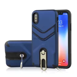   Defender műanyag telefonvédő (közepesen ütésálló, gumírozott, fém kitámasztó) SÖTÉTKÉK Apple iPhone XS Max 6.5