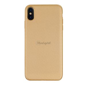 Szilikon telefonvédő (karbon minta) ARANY Apple iPhone XS Max 6.5