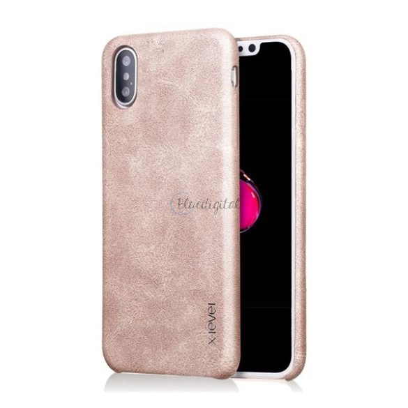 X-LEVEL műanyag telefonvédő (bőr hatású hátlap) ARANY Apple iPhone XS Max 6.5