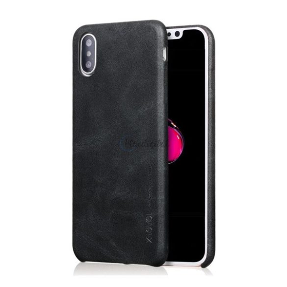 X-LEVEL műanyag telefonvédő (bőr hatású hátlap) FEKETE Apple iPhone XS Max 6.5
