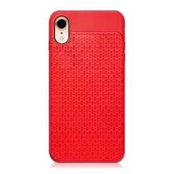   Szilikon telefonvédő (műanyag hátlap, lyukacsos minta) PIROS Apple iPhone XR 6.1