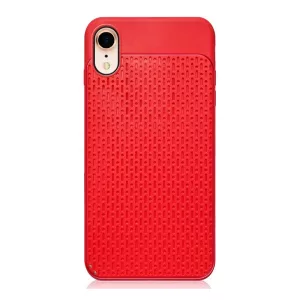 Szilikon telefonvédő (műanyag hátlap, lyukacsos minta) PIROS Apple iPhone XR 6.1