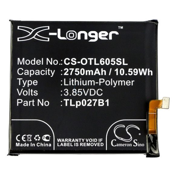 CAMERON SINO Akku 2750mAh LI-Polymer (CAC2710006C1/TLp027A1/TLp027B1 kompatibilis) Alcatel Idol 5 (OT-6058D)