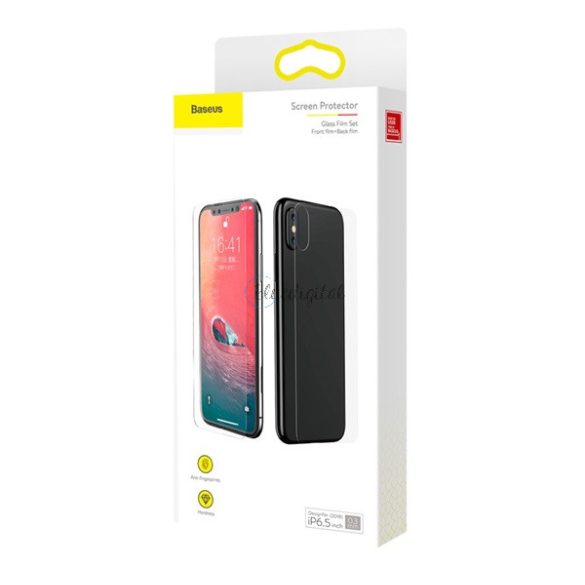 BASEUS képernyővédő üveg (első és hátsó, 3D full screen, íves részre, ultravékony, karcálló, 0.3mm, 9H) ÁTLÁTSZÓ Apple iPhone XS Max 6.5, Apple iPhone 11 Pro Max