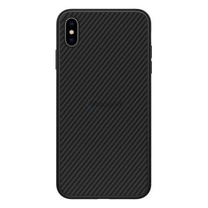 NILLKIN SYNTHETIC FIBER műanyag telefonvédő (környezetbarát, karbon minta) FEKETE Apple iPhone XS Max 6.5