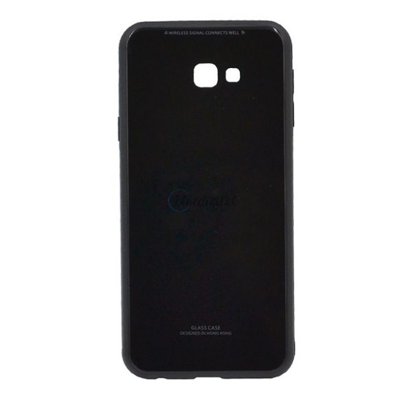 Műanyag telefonvédő (közepesen ütésálló, üveg hátlap) FEKETE Samsung Galaxy J4 Plus (SM-J415F)