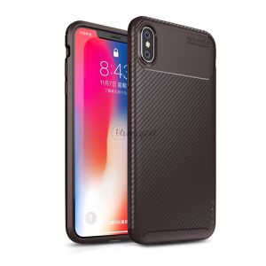 IPAKY szilikon telefonvédő (karbon minta) BARNA Apple iPhone XS Max 6.5