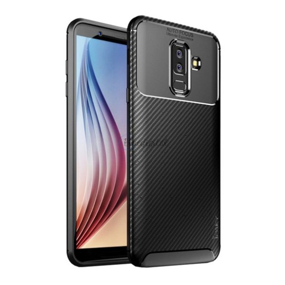 IPAKY szilikon telefonvédő (karbon minta) FEKETE Samsung Galaxy A6+ (2018) SM-A605F