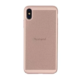   Műanyag telefonvédő (gumírozott, lyukacsos minta) ARANY Apple iPhone XS Max 6.5
