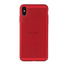   Műanyag telefonvédő (gumírozott, lyukacsos minta) PIROS Apple iPhone XS Max 6.5