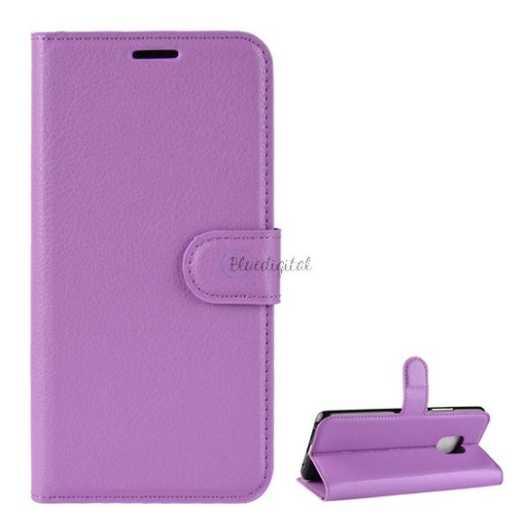 Tok álló, bőr hatású (FLIP, oldalra nyíló, asztali tartó funkció, prémium) LILA Huawei Mate 20 Pro