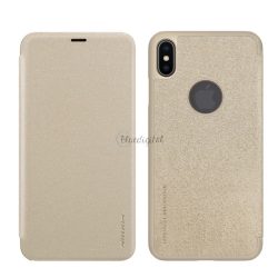   NILLKIN SPARKLE műanyag telefonvédő (bőr hatású FLIP, oldalra nyíló, logó kivágás) ARANY Apple iPhone XS Max 6.5
