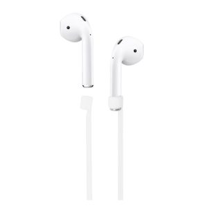 Szilikon tartó (nyakba akasztható, elvesztés gátló, Apple AirPods) FEHÉR 