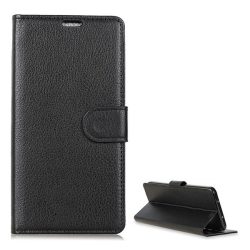   Tok álló, bőr hatású (FLIP, oldalra nyíló, asztali tartó funkció, prémium) FEKETE Huawei Mate 20