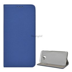  Tok álló, bőr hatású (FLIP, oldalra nyíló, asztali tartó funkció, rombusz minta) SÖTÉTKÉK Samsung Galaxy J6 Plus (SM-J610F)