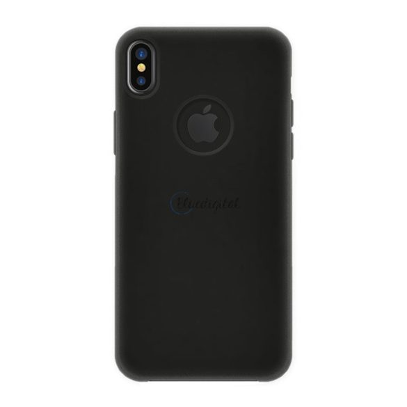 4-OK SILK műanyag telefonvédő (gumírozott, logó kivágás) FEKETE Apple iPhone XS Max 6.5