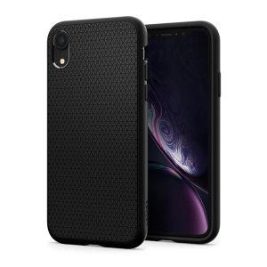 SPIGEN LIQUID AIR szilikon telefonvédő (közepesen ütésálló, légpárnás sarok, rombusz minta) FEKETE Apple iPhone XR 6.1