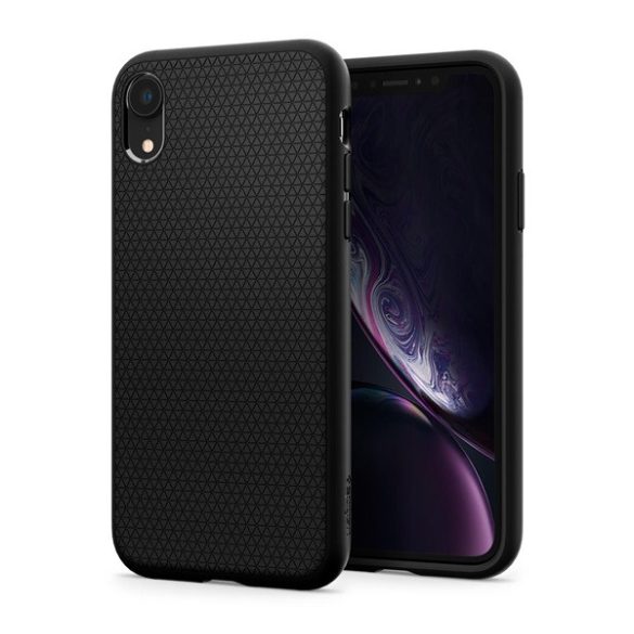 SPIGEN LIQUID AIR szilikon telefonvédő (közepesen ütésálló, légpárnás sarok, rombusz minta) FEKETE Apple iPhone XR 6.1