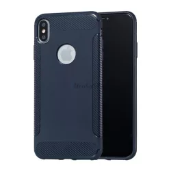   Szilikon telefonvédő (közepesen ütésálló, karbon minta, logó kivágás) SÖTÉTKÉK Apple iPhone XS Max 6.5