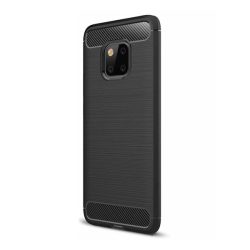   Szilikon telefonvédő (közepesen ütésálló, légpárnás sarok, szálcsiszolt, karbon minta) FEKETE Huawei Mate 20 Pro