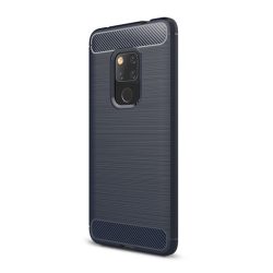   Szilikon telefonvédő (közepesen ütésálló, légpárnás sarok, szálcsiszolt, karbon minta) SÖTÉTKÉK Huawei Mate 20