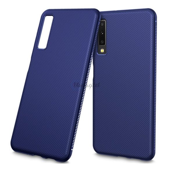 Szilikon telefonvédő (közepesen ütésálló, csíkos minta) SÖTÉTKÉK Samsung Galaxy A7 (2018) SM-A750F