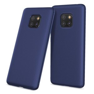 Szilikon telefonvédő (közepesen ütésálló, csíkos minta) SÖTÉTKÉK Huawei Mate 20 Pro