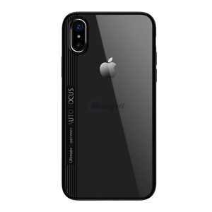 JOYROOM PHANTOM műanyag telefonvédő (szilikon keret, átlátszó hátlap) FEKETE Apple iPhone XS Max 6.5