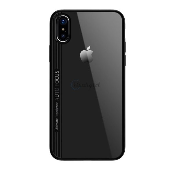 JOYROOM PHANTOM műanyag telefonvédő (szilikon keret, átlátszó hátlap) FEKETE Apple iPhone XS Max 6.5