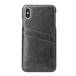   FIERRE SHANN műanyag telefonvédő (bőr hatású hátlap, bankkártya tartó) FEKETE Apple iPhone XS Max 6.5
