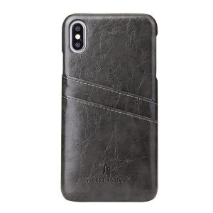 FIERRE SHANN műanyag telefonvédő (bőr hatású hátlap, bankkártya tartó) FEKETE Apple iPhone XS Max 6.5