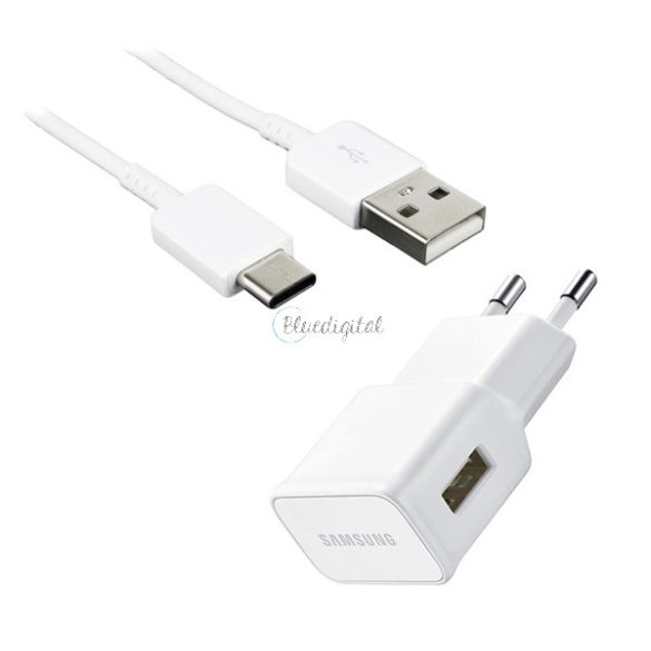 SAMSUNG hálózati töltő USB aljzat (5V / 1550 mA, gyorstöltés támogatás + Type-C kábel) FEHÉR