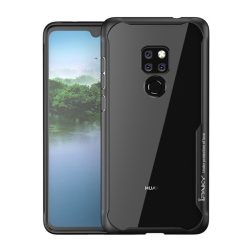   IPAKY műanyag telefonvédő (szilikon keret, közepesen ütésálló, átlátszó hátlap, légpárnás sarok) FEKETE Huawei Mate 20