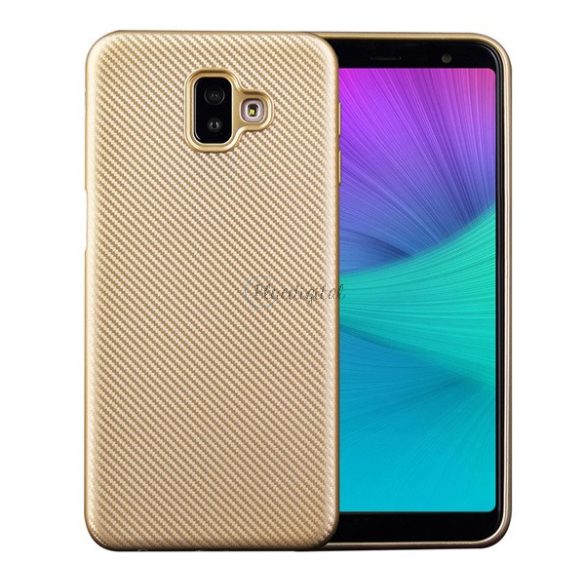 Szilikon telefonvédő (karbon minta) ARANY Samsung Galaxy J6 Plus (SM-J610F)