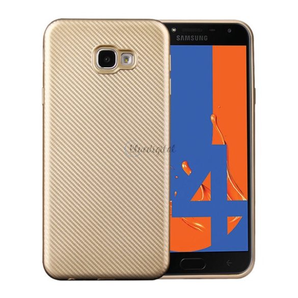 Szilikon telefonvédő (karbon minta) ARANY Samsung Galaxy J4 Plus (SM-J415F)
