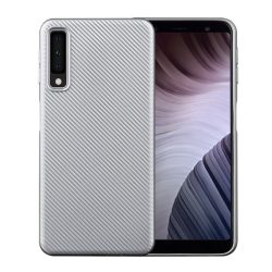   Szilikon telefonvédő (karbon minta) EZÜST Samsung Galaxy A7 (2018) SM-A750F