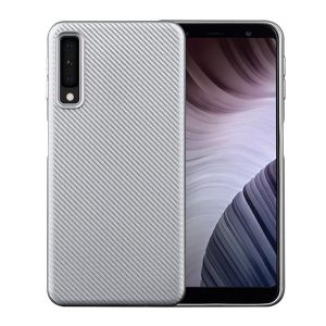 Szilikon telefonvédő (karbon minta) EZÜST Samsung Galaxy A7 (2018) SM-A750F