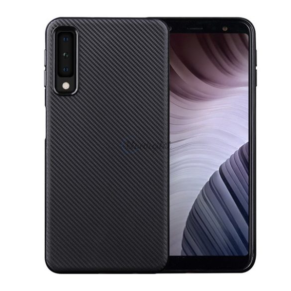 Szilikon telefonvédő (karbon minta) FEKETE Samsung Galaxy A7 (2018) SM-A750F