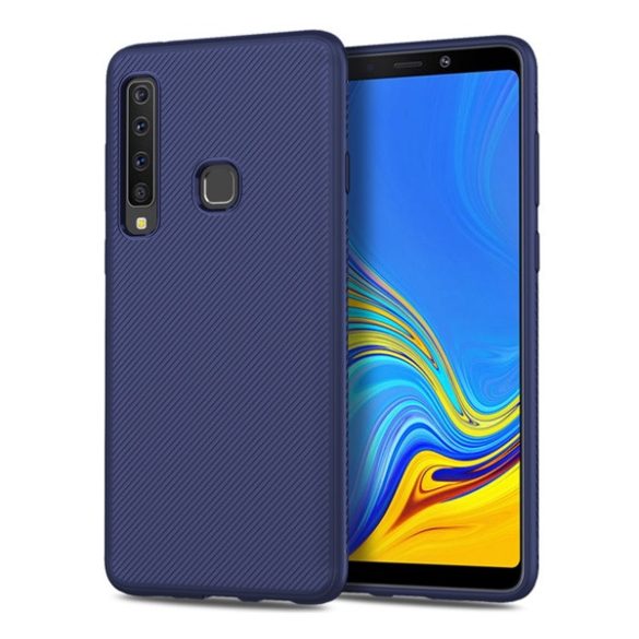 Szilikon telefonvédő (közepesen ütésálló, csíkos minta) SÖTÉTKÉK Samsung Galaxy A9 (2018) SM-A920