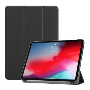 Tok álló, bőr hatású (aktív FLIP, oldalra nyíló, TRIFOLD, asztali tartó) FEKETE Apple IPAD Pro 11 (2018), Apple IPAD Pro 11 (2020)