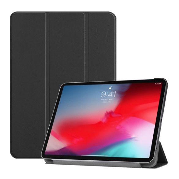 Tok álló, bőr hatású (aktív FLIP, oldalra nyíló, TRIFOLD, asztali tartó) FEKETE Apple IPAD Pro 11 (2018), Apple IPAD Pro 11 (2020)