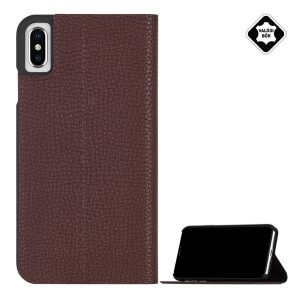 CASE-MATE BARELY THERE FOLIO tok álló, valódi bőr (FLIP, oldalra nyíló, bankkártya tartó, asztali tartó funkció) BARNA Apple iPhone XS Max 6.5