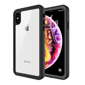 Szilikon telefonvédő (BUMPER, átlátszó előlap és hátlap, vízálló, közepesen ütésálló, 360° védelem) FEKETE Apple iPhone XS Max 6.5