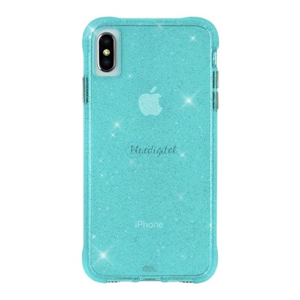 CASE-MATE SHEER szilikon telefonvédő (közepesen ütésálló, légpárnás keret, csillámporos) VILÁGOSKÉK Apple iPhone XS Max 6.5