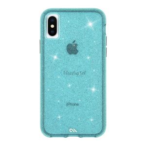 CASE-MATE SHEER szilikon telefonvédő (közepesen ütésálló, légpárnás keret, csillámporos) VILÁGOSKÉK Apple iPhone XS 5.8, Apple iPhone X 5.8